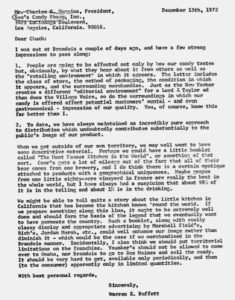 Warren Buffet's letter to Charles Huggins in 1972