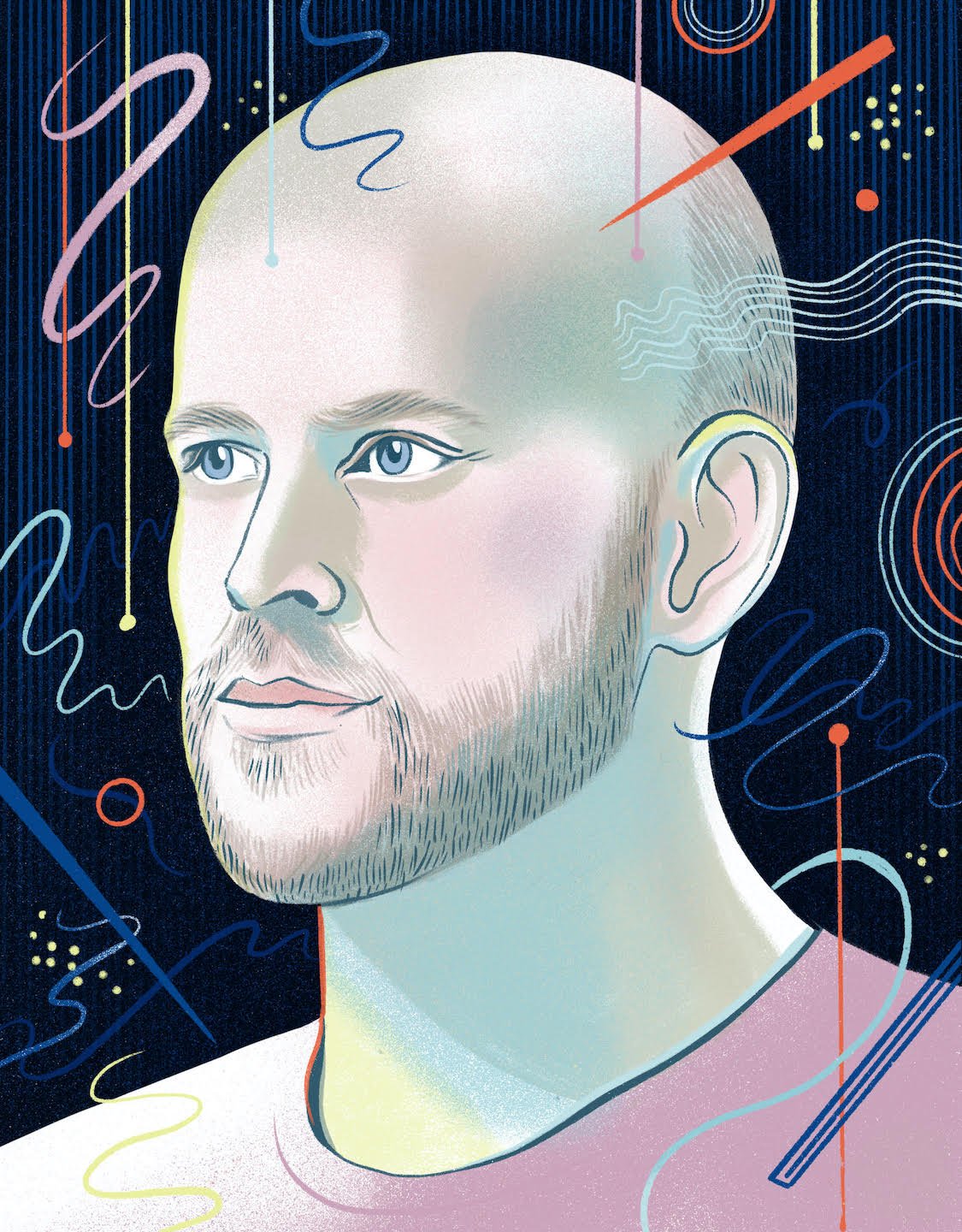 Spotify CEO Daniel Ek Illustration by Eleanor Taylor via The Observer Effect