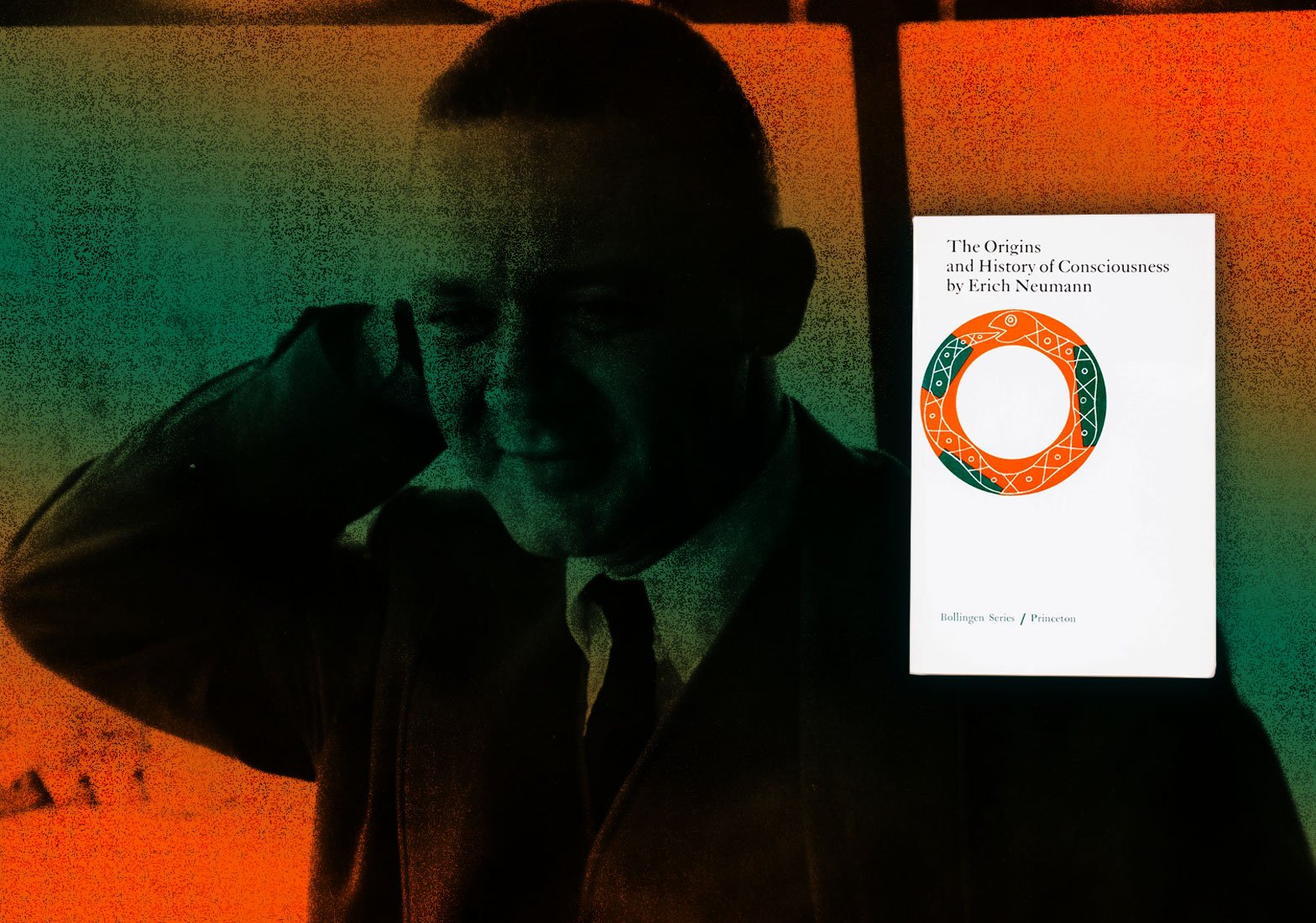 Shot Of Paul Rand Behind The Book Cover He Designed For The Origins And History Of Consciousness