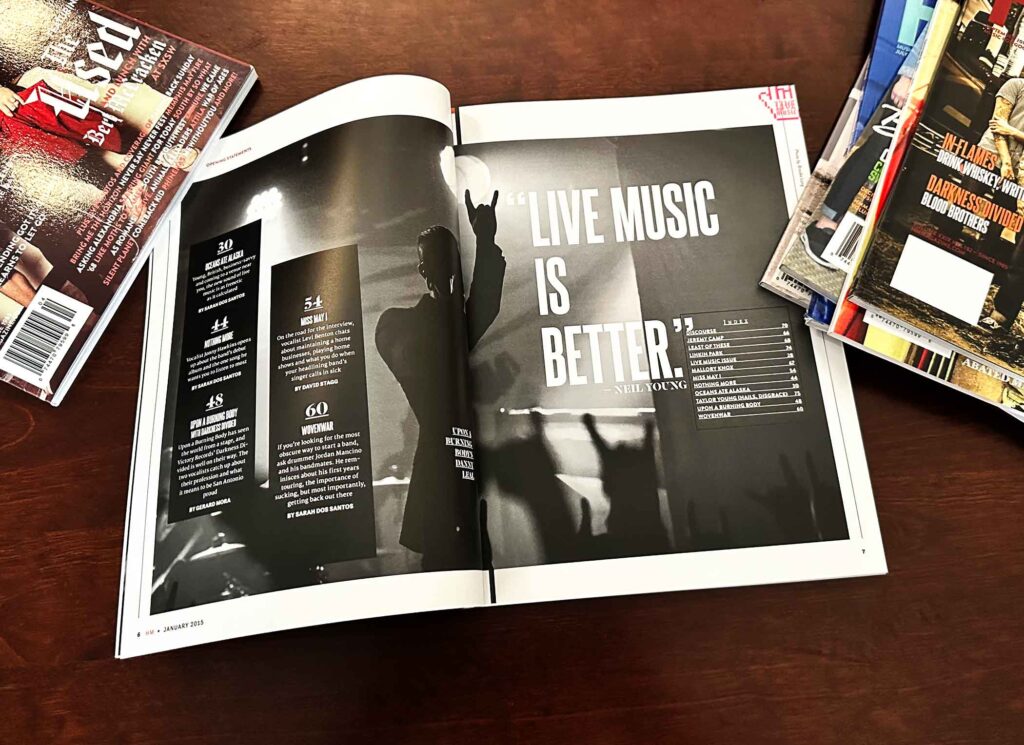 "Live Music Is Better" layout for the HM Live Issue