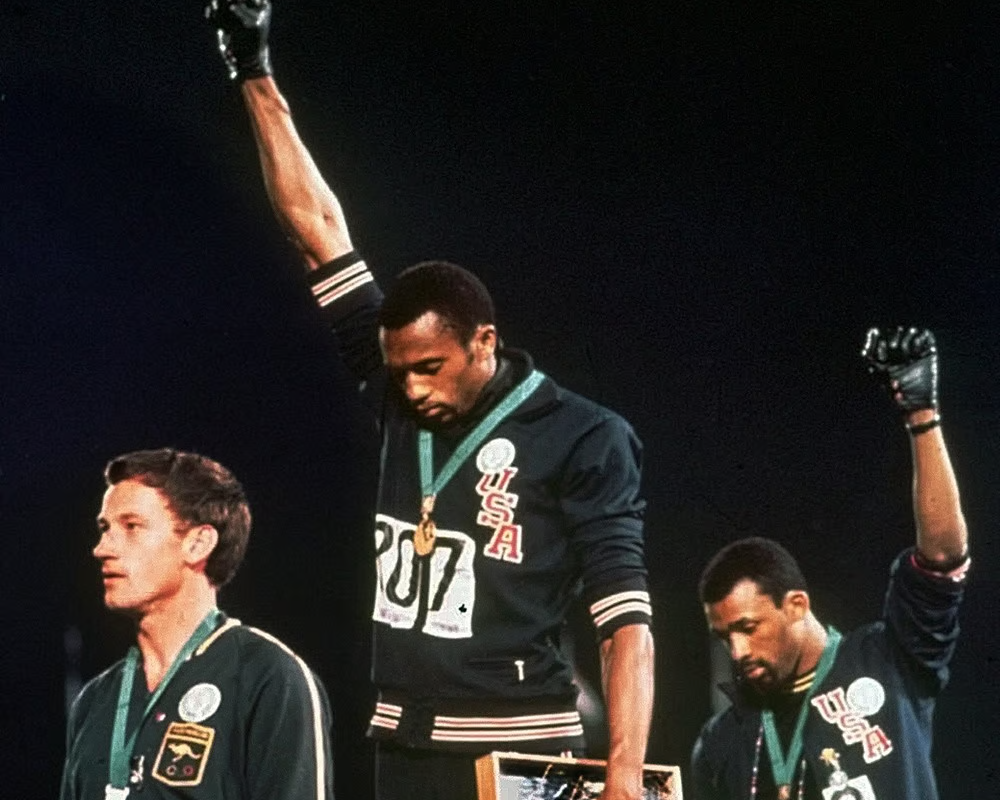 Tommie Smith, left, and John Carlos, Olympic medal winners